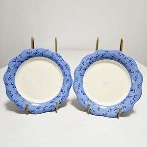 Pfaltzgraff (2) Summer Breeze Scalloped Salad Bread Small Plates Floral Blue 9"